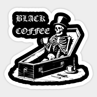 skeleton drinking Black Coffee design Sticker